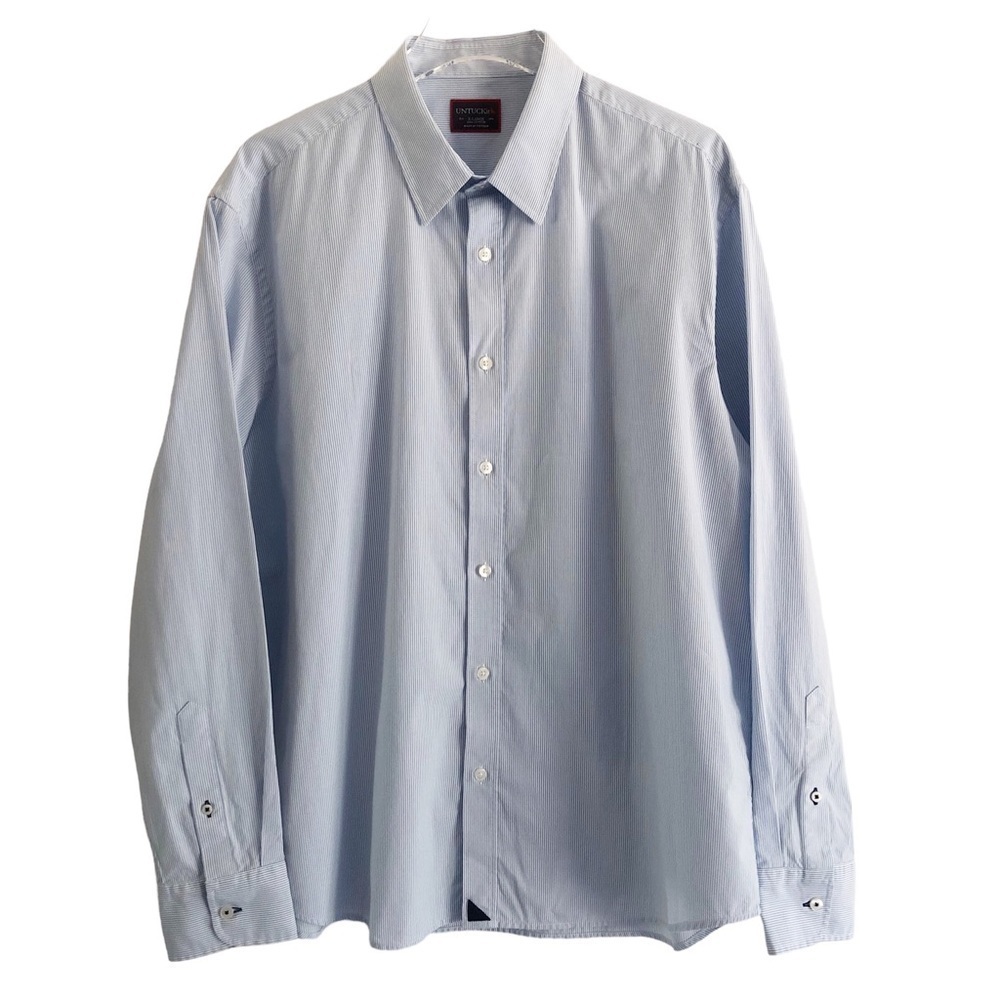 UNTUCKit Blue White Striped Button Front XL Shirt